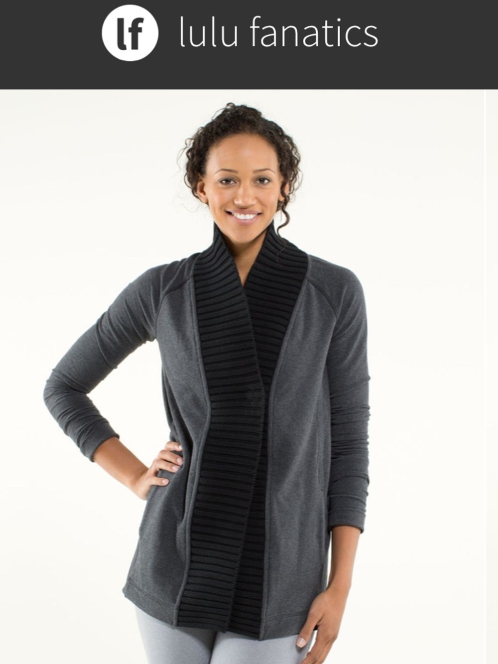 Lululemon Bliss Break Wrap Sweater Jacket ~Sz 6 Heathered Grey Black 701